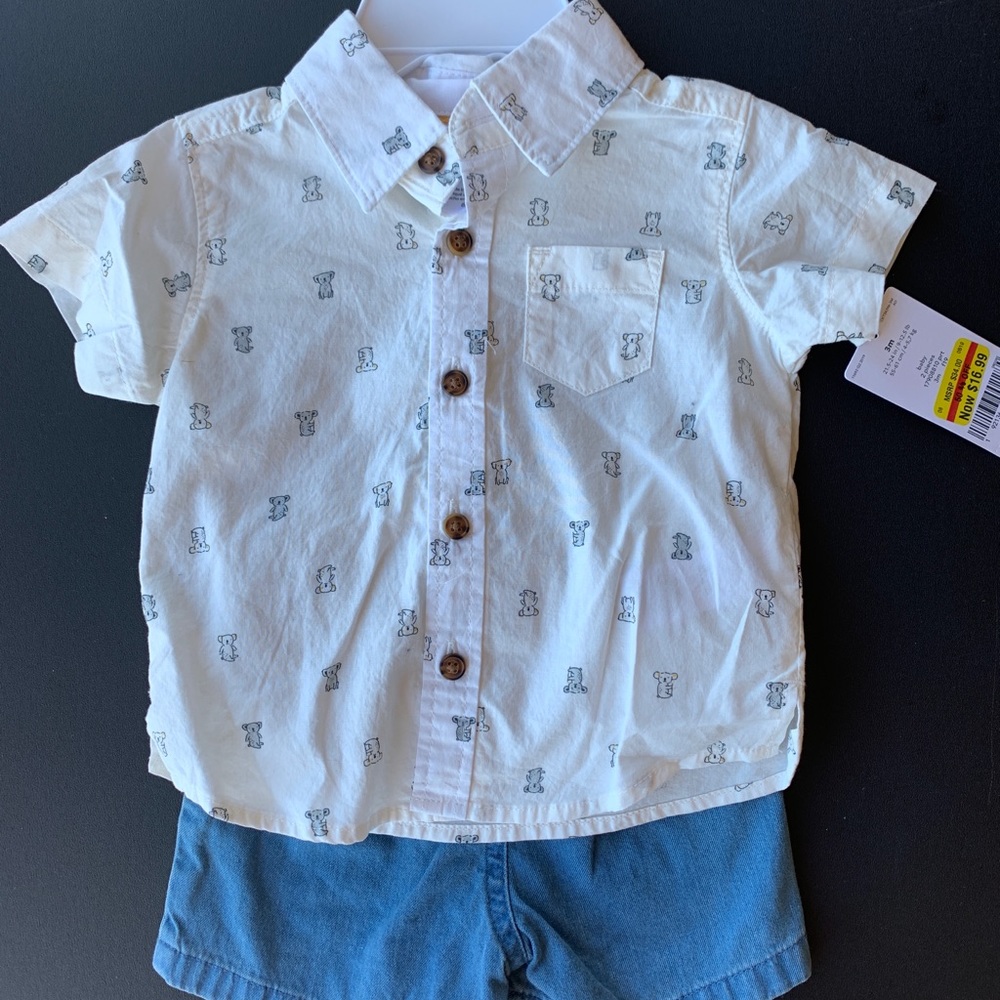 Baby Boy Dress Shirt & Short Set